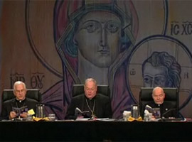 Archbishop Kurtz with Cardinal Dolan and Monsignor Jenkins at November 2011 USCCB meeting.