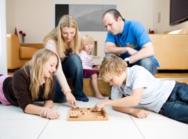 family enjoys parlor games. 