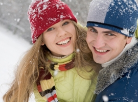 Smiling Couple in the Snow