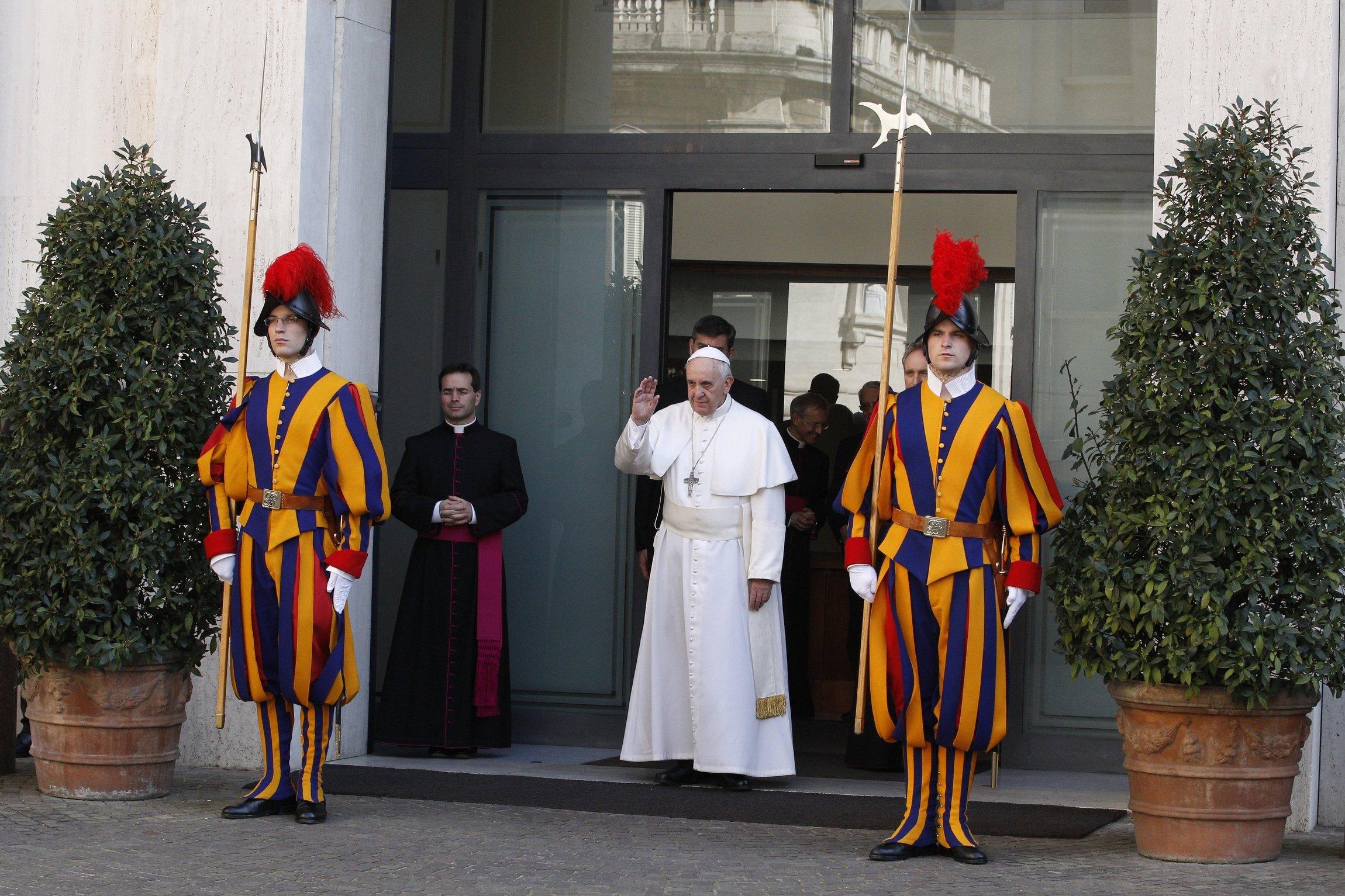 Pope Francis outside Sanctae Marthae