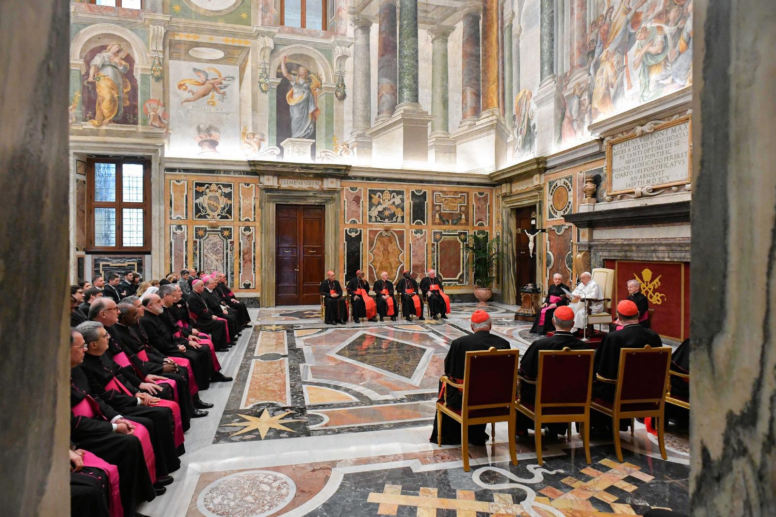 Pope Francis and members of doctrinal dicastery