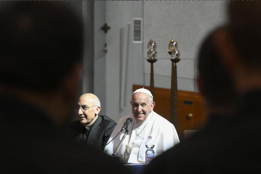 Pope Francis meets with priests