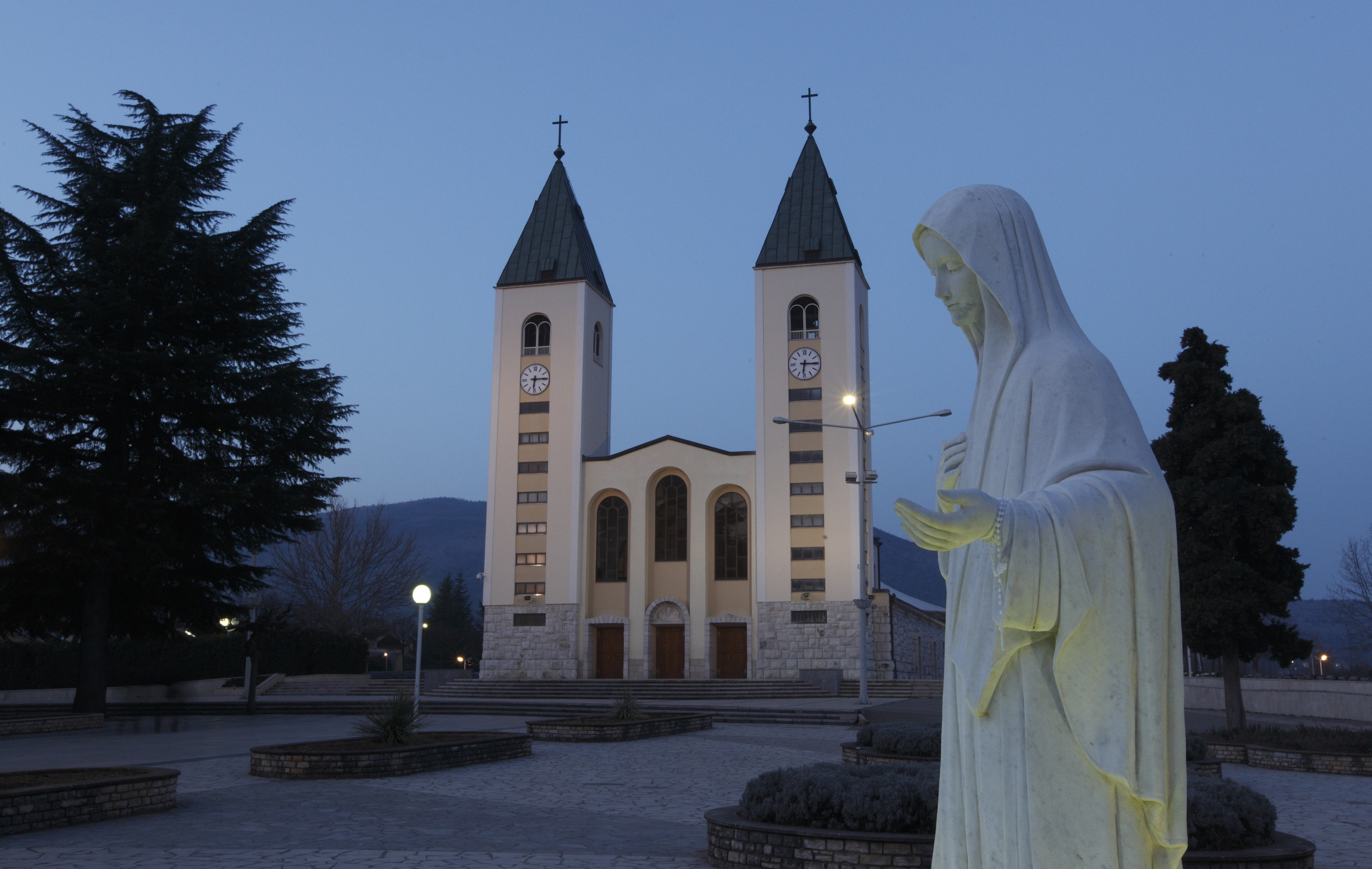 A statue of Mary outside the parish in Medjugorje