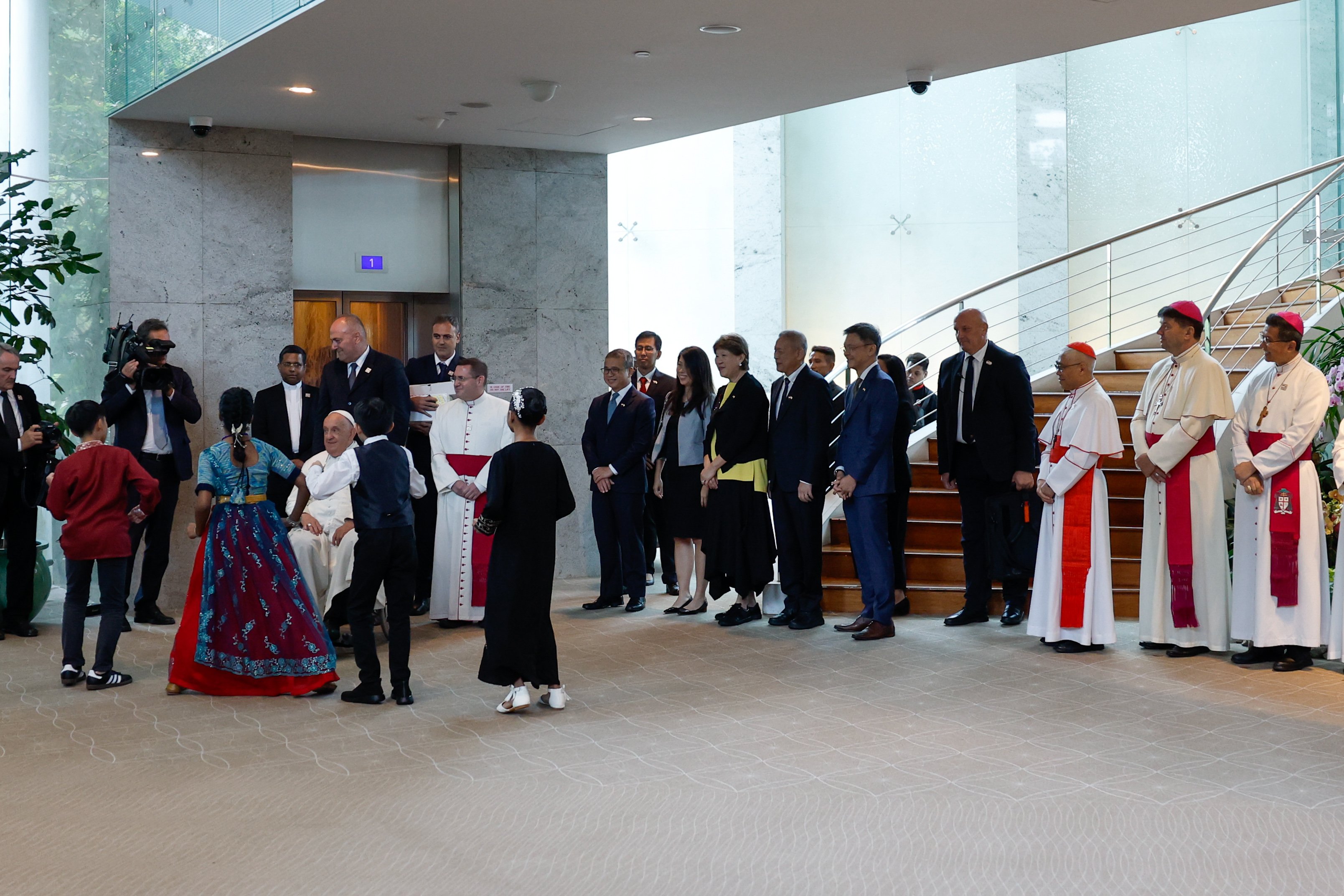 Pope Francis arrives in Singapore.