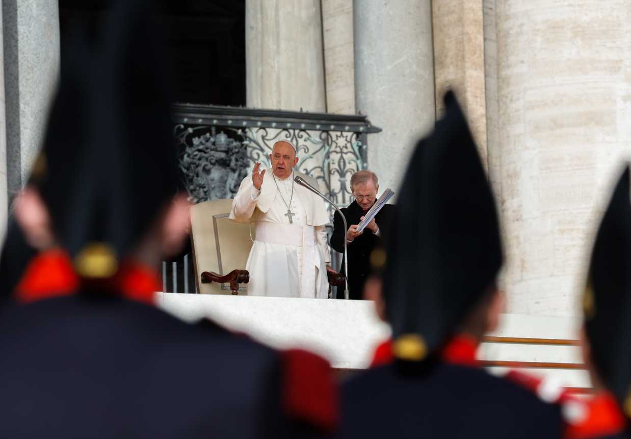 Pope Francis gives his blessing.