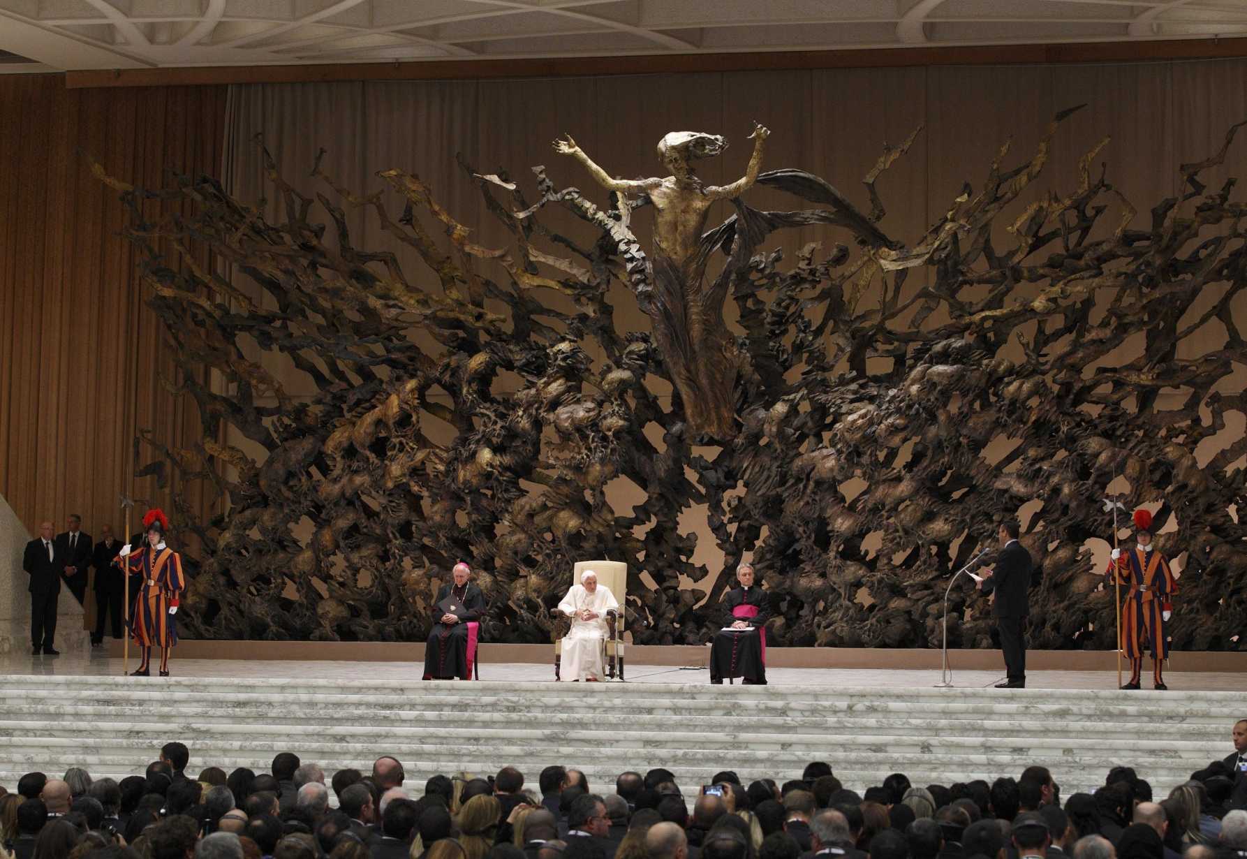 Over the pope's shoulder: An 'explosion' of spirituality in bronze