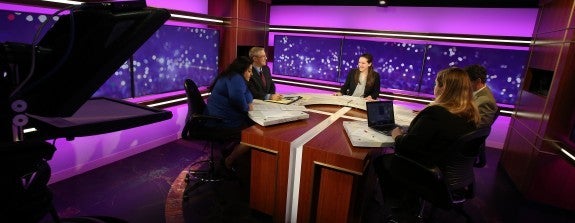 A round table discussion in USCCB's Studio