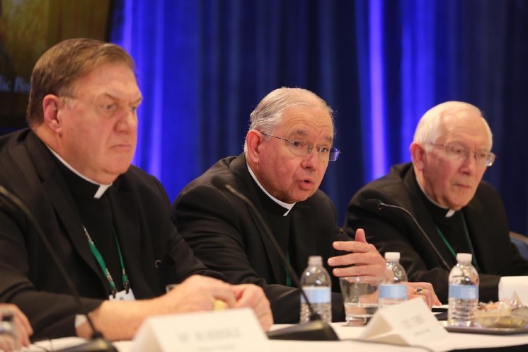 Archbishop Gomez speaking at a press conference