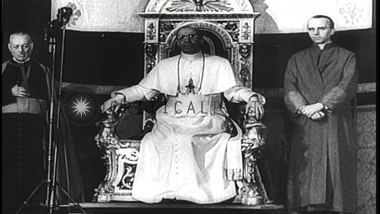 Pope Pius XII blesses the US troops after liberation of Rome, in Roman Catholic C...HD Stock Footage